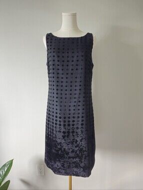Donna Morgan 12 black polka dot burn out velvet sleeveless dress midi